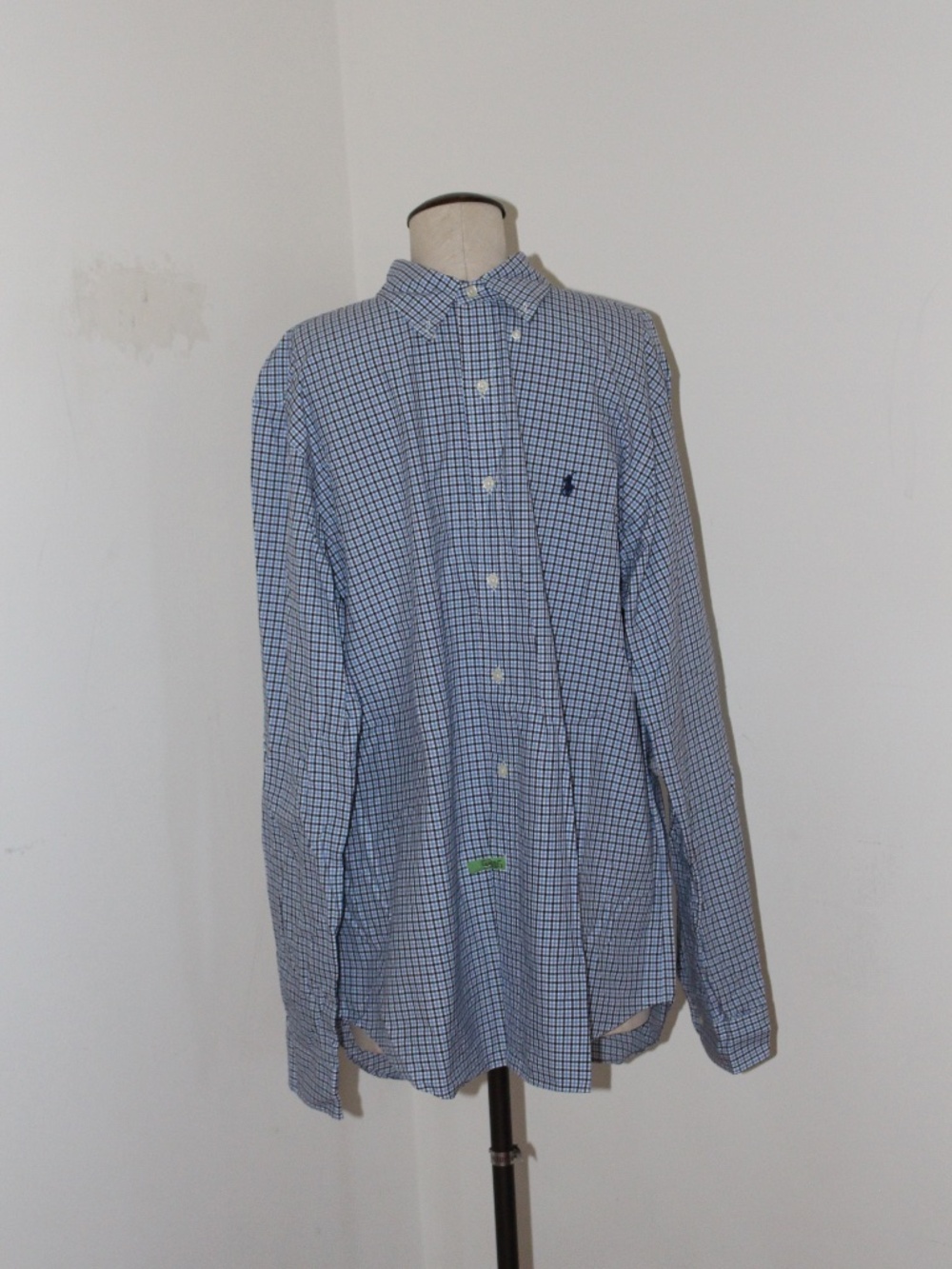 Ralph Lauren, Blue Label Blue / White Checkered Button-Down Long sleeve Shirt